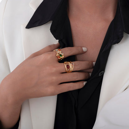 Gold Gemstone Statement Ring