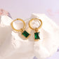 Elegant 18K Gold Plated Green Zircon Hoop Earrings - Sparkling Statement Jewelry