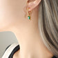 Elegant 18K Gold Plated Green Zircon Hoop Earrings - Sparkling Statement Jewelry