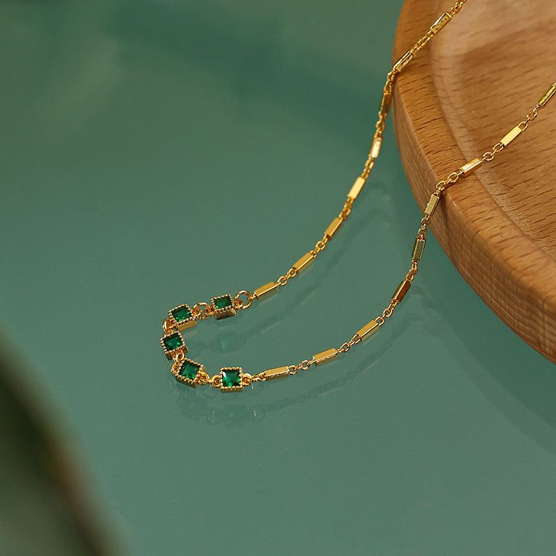 Enchanted Emerald Green Gold Necklace