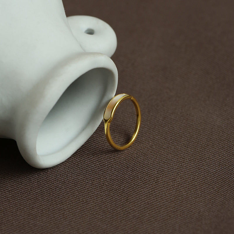 18K Gold Plated Natural Shell Inlay Ring