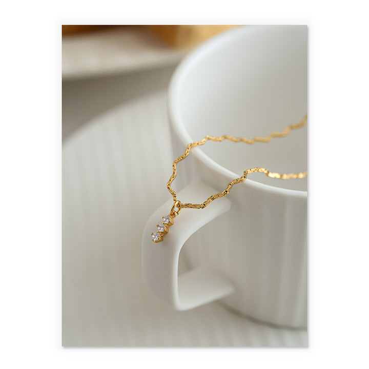 Golden Radiance Layered Necklace with Zircon Accents