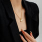 Gold Pendant Necklace with Freshwater Pearl and Zircon Charm