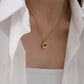 Gold Pendant Necklace with Emerald Green Zircon