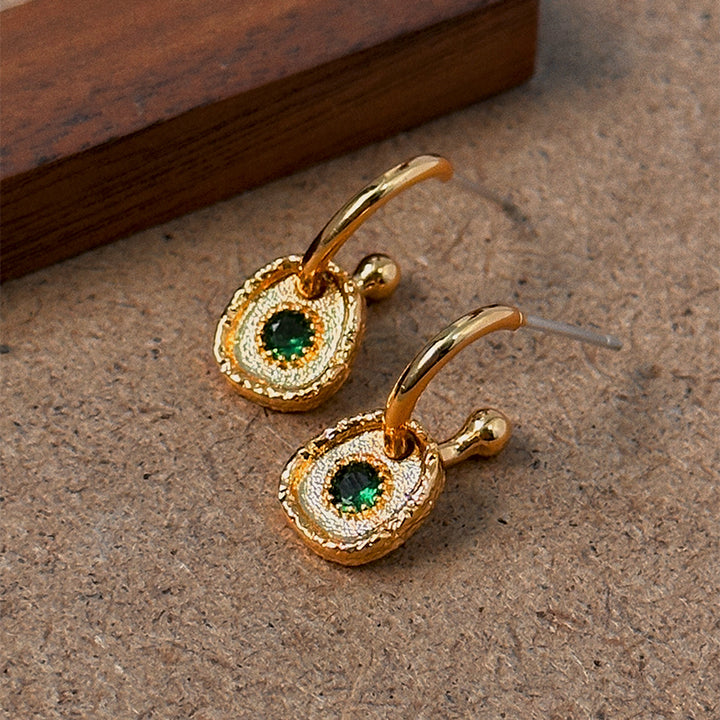 Gold Emerald Earrings