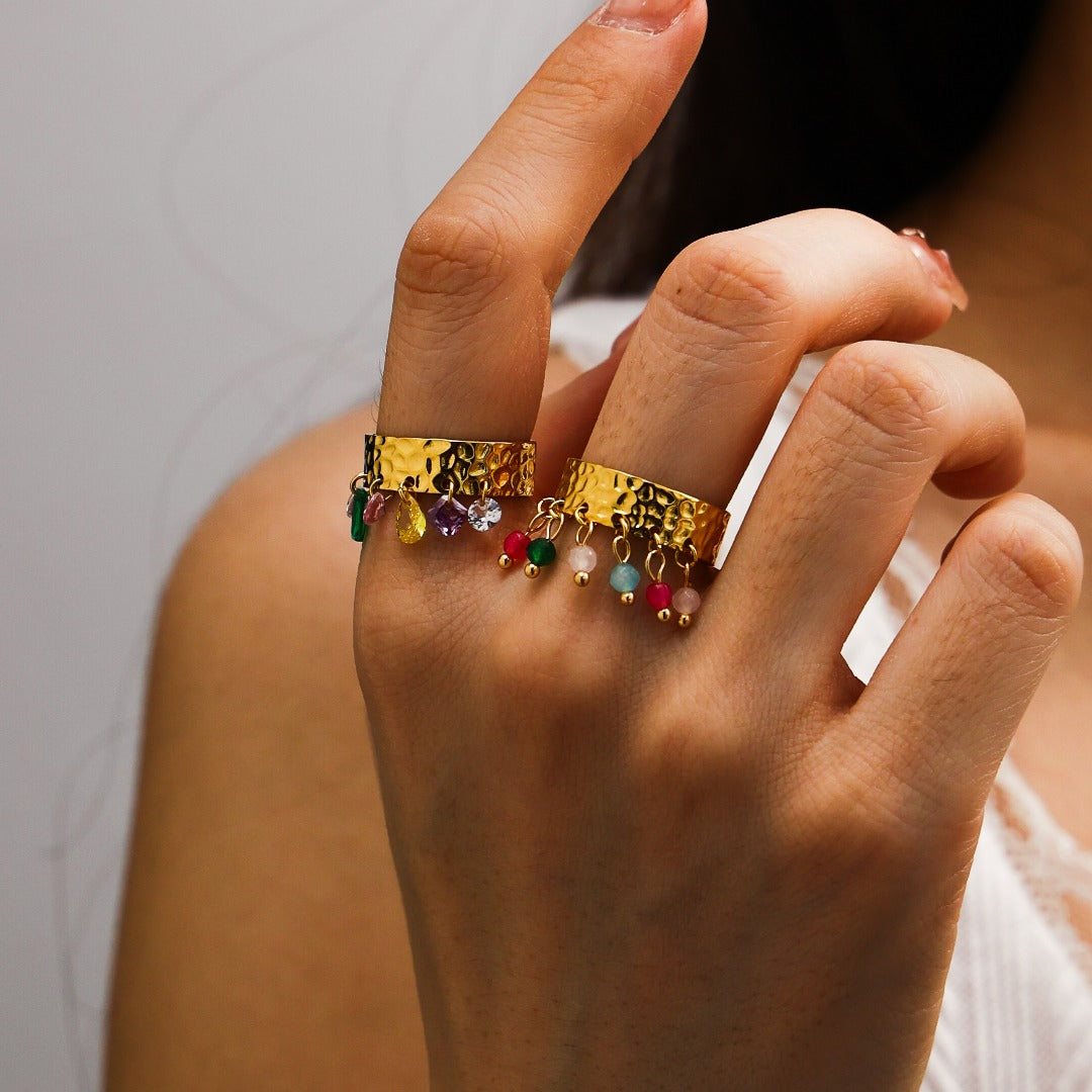 Gold Gemstone Charm Ring