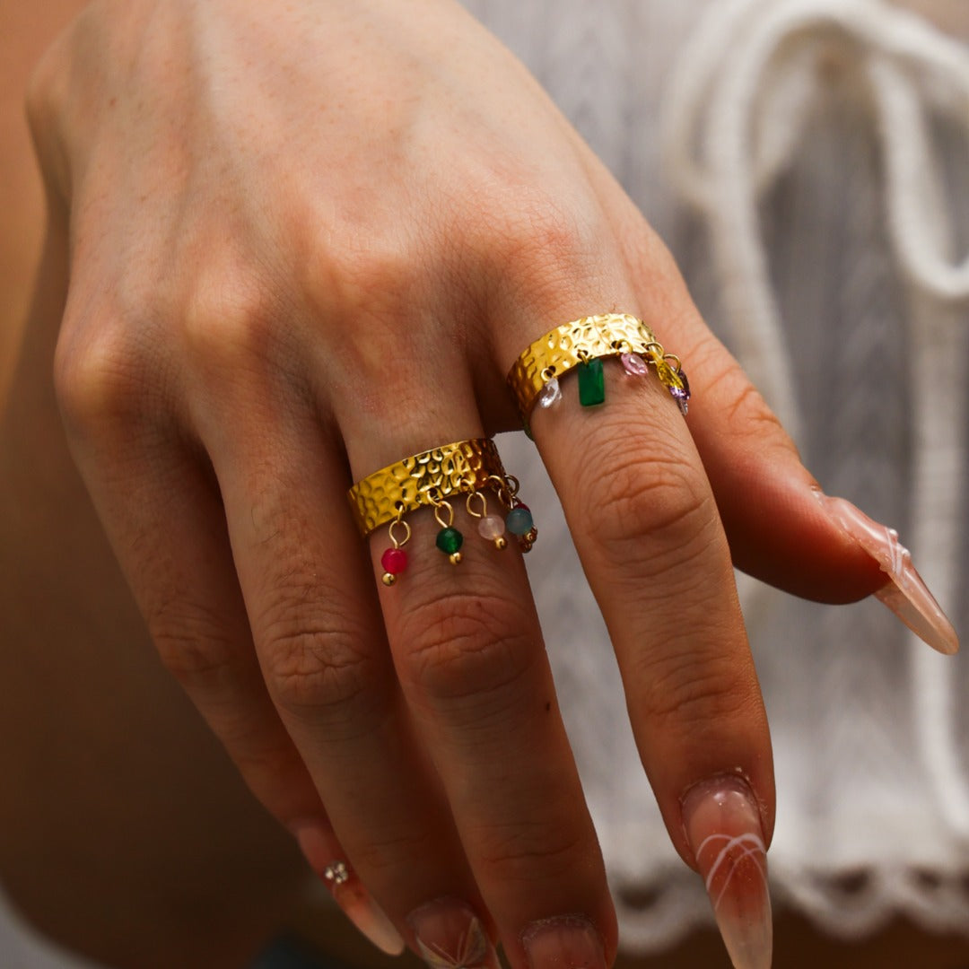 Gold Gemstone Charm Ring