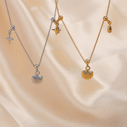 Gold Charm Necklace with Shell