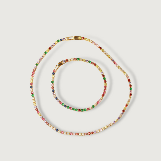 Zircron Colourblock Necklace & Bracelet Set