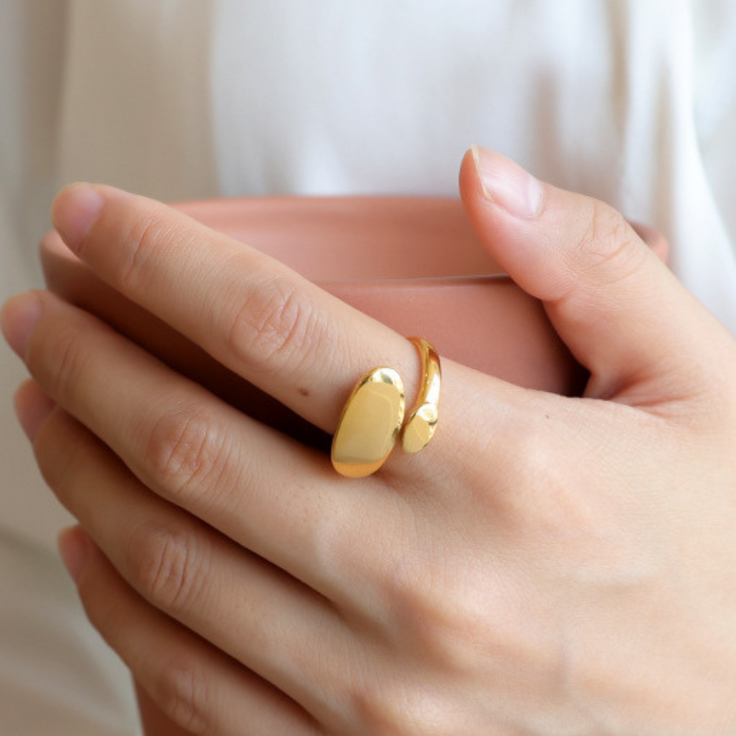 Irregular Twin Open End Gold Ring