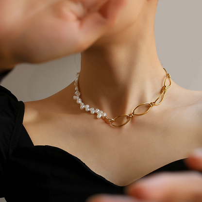 Pebble Link Baroque Pearl Necklace