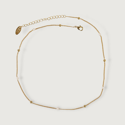 Golden Pearl Ball Chain Necklace