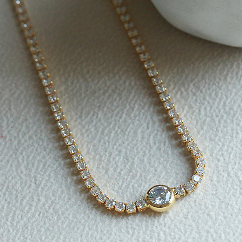 Iced Geometric Ball Chain Necklace Set