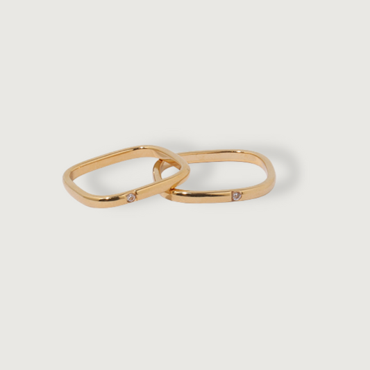 Irregular Square Zircon Gold Ring