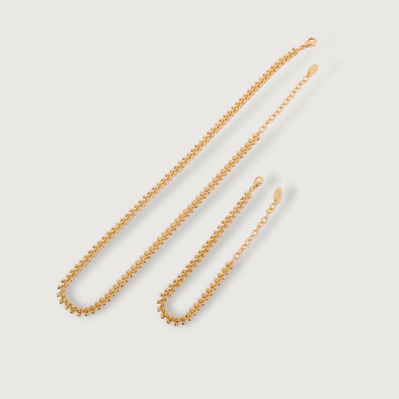 Wheat Fine Golden Necklace & Bracelet Set