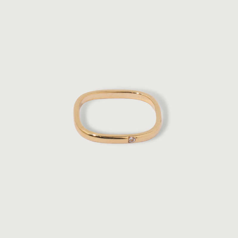 Irregular Square Zircon Gold Ring