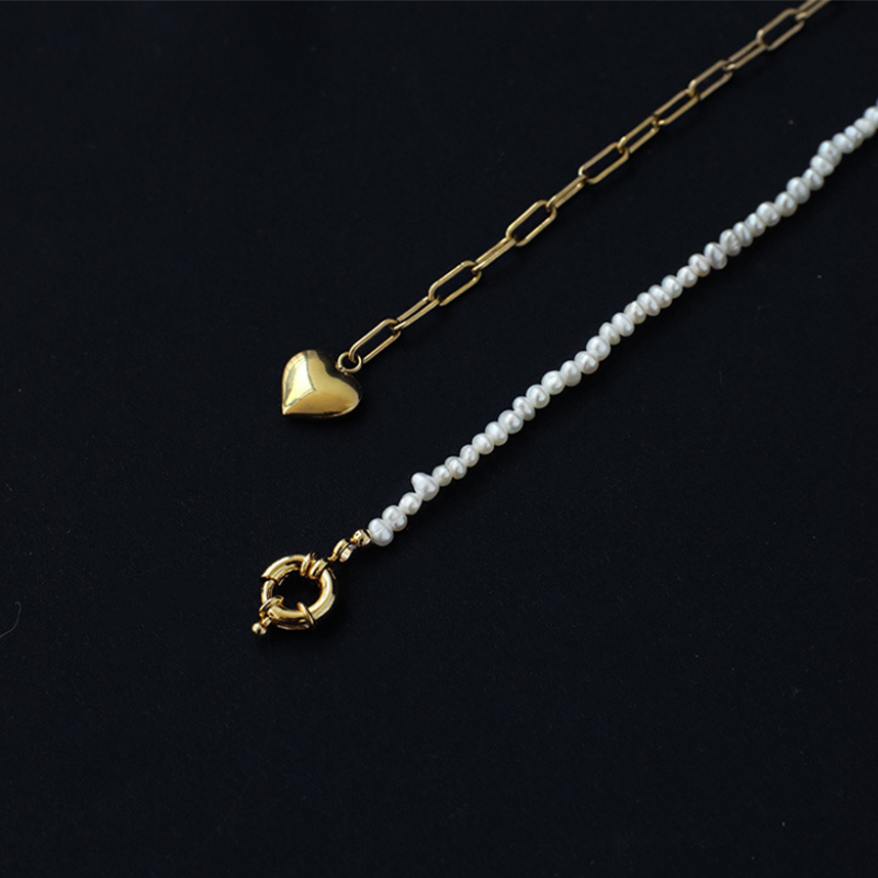 Love Heart Golden Pearl Necklace