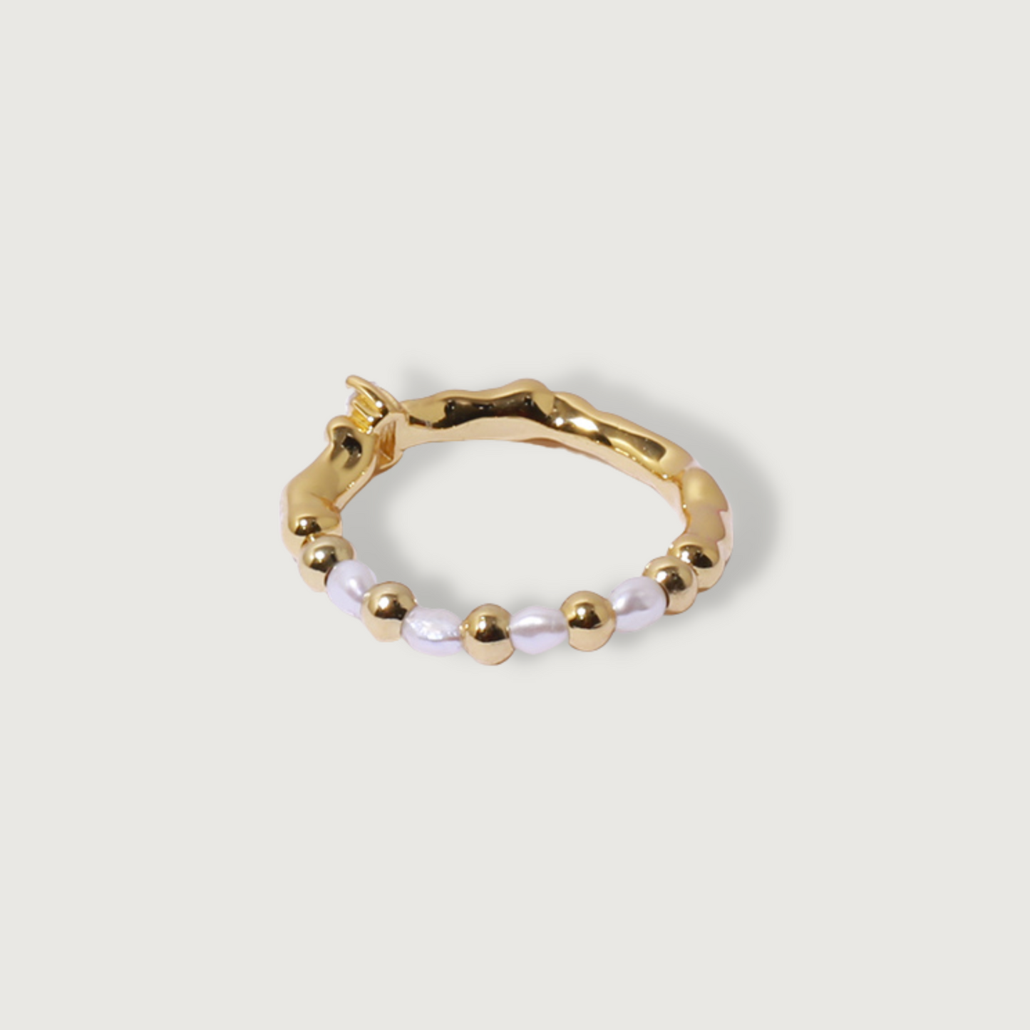 Bone & Bead Pearl Gold Zircon Ring